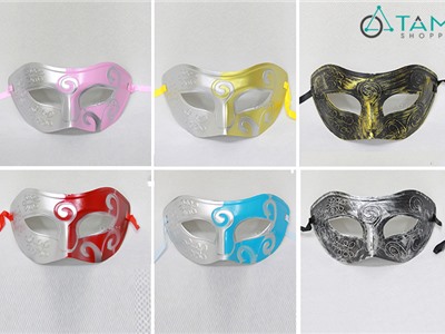 Mặt nạ hóa trang che nửa mặt họa tiết móc bằng nhựa HLW-MN-64